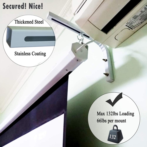 Projector Screen Mount, Projector Display L-Bracket 11 inch Longer Wall Hanging Mount Adjustable with Hook Manual Spectrum Screen White