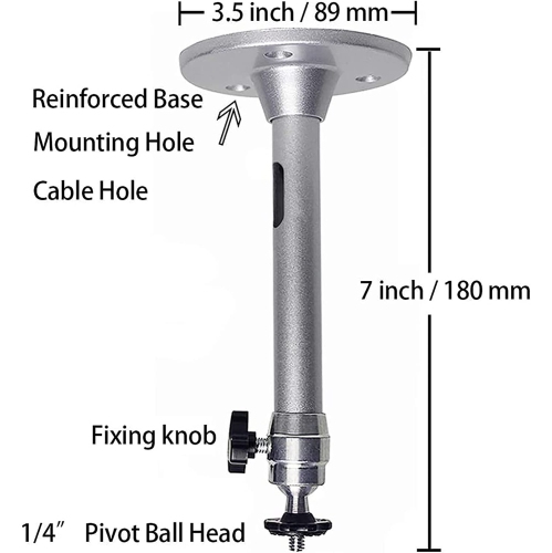 2-Be-Best Universal Ceiling Projector Mount Hanger 360° Rotatable Head Tilt 180 Degrees Projector Wall Mount with Length 7in /18 cm Silver Projection