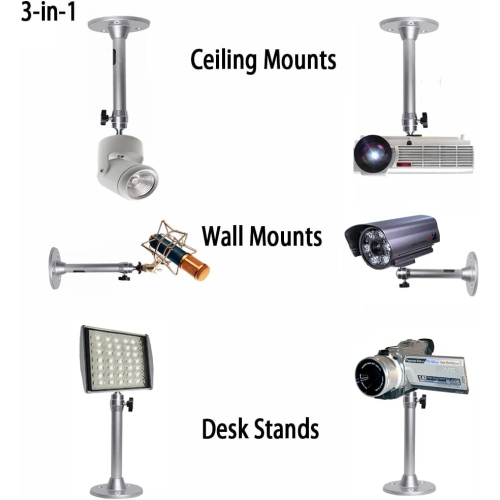 2-Be-Best Universal Ceiling Projector Mount Hanger 360° Rotatable Head Tilt 180 Degrees Projector Wall Mount with Length 7in /18 cm Silver Projection