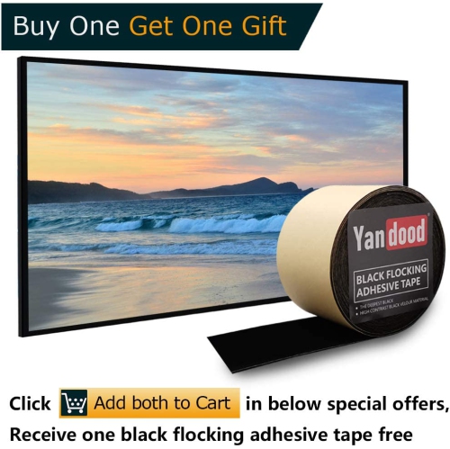 Projector Screen Material Ambient Light Rejecting Fabric 70x118 inch for Max 130 inch 16:9 Projection Screen DIY, High Contrast Black Backing 4K