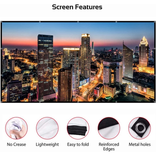 Projector Screen, 120 inch Portable Foldable Projection Screen 16:9 HD 4K Indoor Outdoor Projector Movies Screen with Carrying Bag for Home Theater
