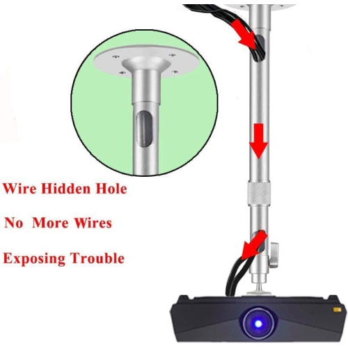 Longer Projector Mount, Universal Extending Projector Ceiling Mount with Height Extendable Length 12-24 in / 30-60 cm Adjustable 360°Angle Rotatable