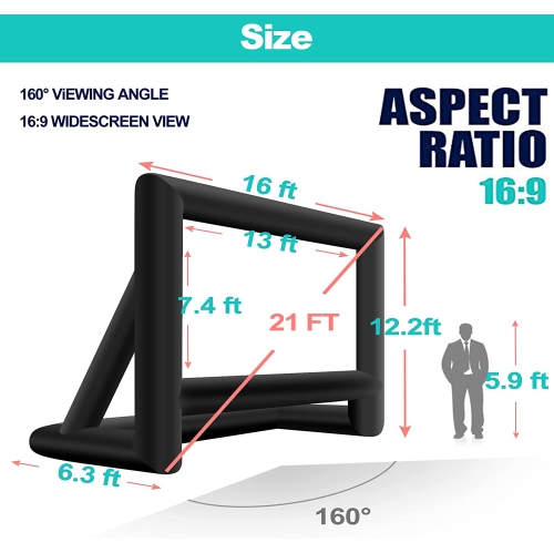 21 feet Inflatable Outdoor Projector Movie Screen - Blow Up Screen for TV & Movies with Blower Portable Projection Screen for Home Theater Outdoor