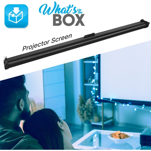 PRJTP46 40' Floor/Table Top Manual Retractable Pull-Out Projector Screen, Matte White