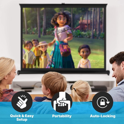 PRJTP46 40' Floor/Table Top Manual Retractable Pull-Out Projector Screen, Matte White