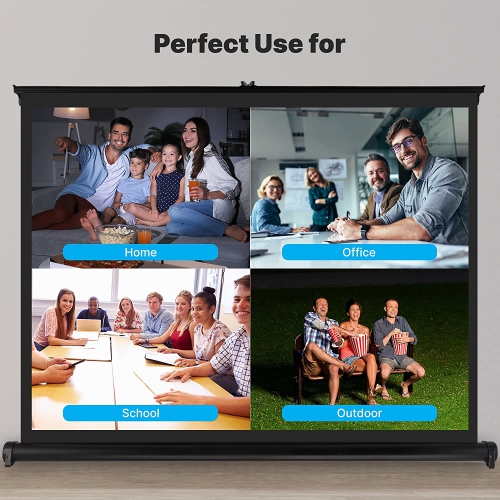 PRJTP46 40' Floor/Table Top Manual Retractable Pull-Out Projector Screen, Matte White