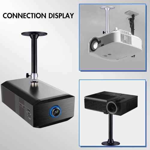 2 Pack Mini Ceiling Projector Mount Set, Adjustable Drop Ceiling Wall Projector Mounts Tubes with 360 Degrees Rotatable Heads, 3 Sizes of Mounting