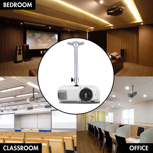 2 Pack Mini Ceiling Projector Mount Set, Adjustable Drop Ceiling Wall Projector Mounts Tubes with 360 Degrees Rotatable Heads, 3 Sizes of Mounting