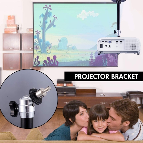 2 Pack Mini Ceiling Projector Mount Set, Adjustable Drop Ceiling Wall Projector Mounts Tubes with 360 Degrees Rotatable Heads, 3 Sizes of Mounting