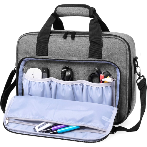 Étui pour projecteur, sac pour projecteur avec pochettes de rangement d’accessoires, gris