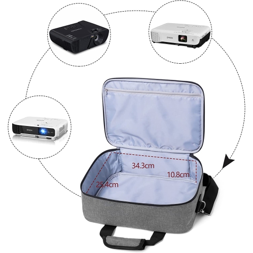 Étui pour projecteur, sac pour projecteur avec pochettes de rangement d’accessoires, gris