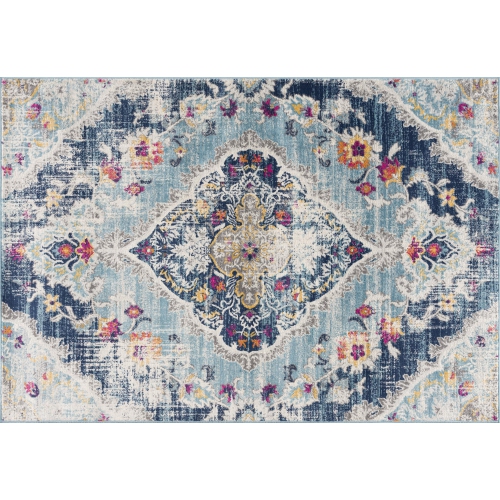RUG BRANCH  Anara Traditional Floral Medallion Blue/grey Indoor Area Rug