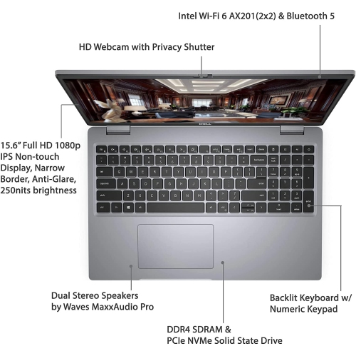 Refurbished Dell Latitude 5520, 15.6" FHD TOUCH Intel Iris Xe Graphics,i5-1145G7, 16GB, 256GB, PCIe, 2 Years Warranty, 100022-20016