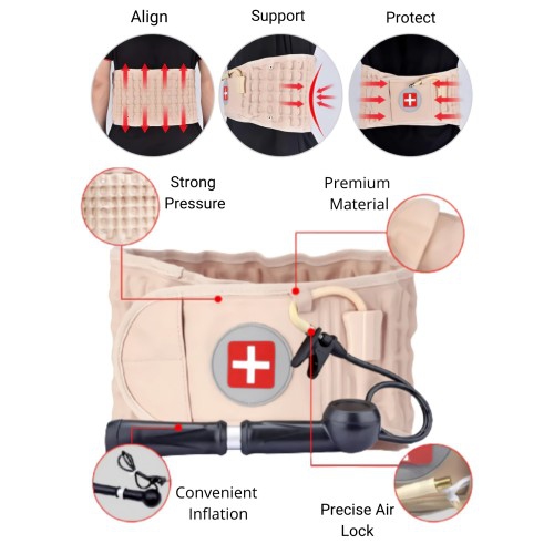 Ceinture de décompression vertébrale, dispositif de traction de l'air de décompression pour soigner le soutien lombaire du bas du dos, outil de