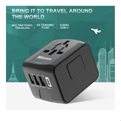 Adaptateur de Voyage et Chargeur USB, avec Multinational