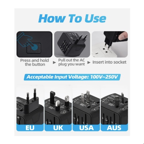 AAA.com  International Converter & Adapter Set w/3 USB Ports by