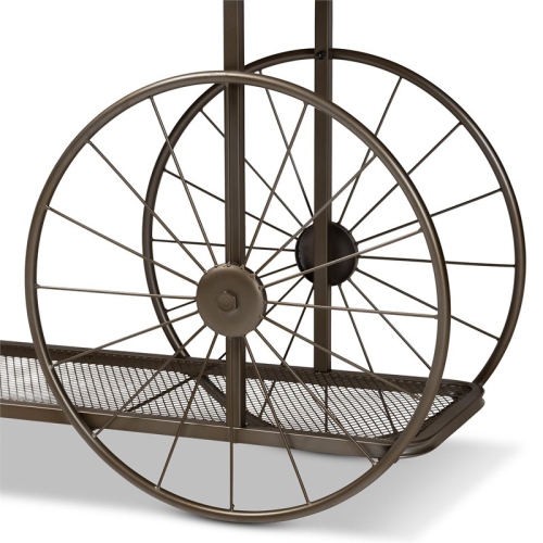 Bowery Hill Natural Finished Wood and Black Finished Metal Wheeled Table