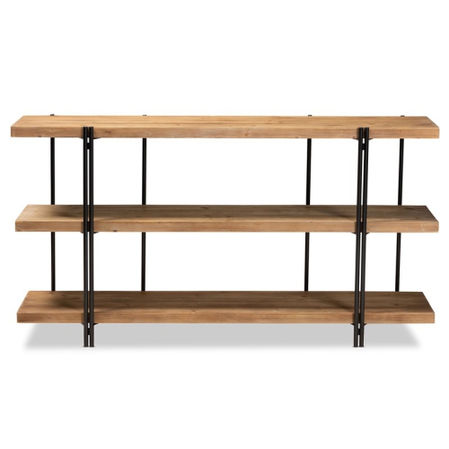 Bowery Hill Brown Finished Wood and Black Finished Console Table