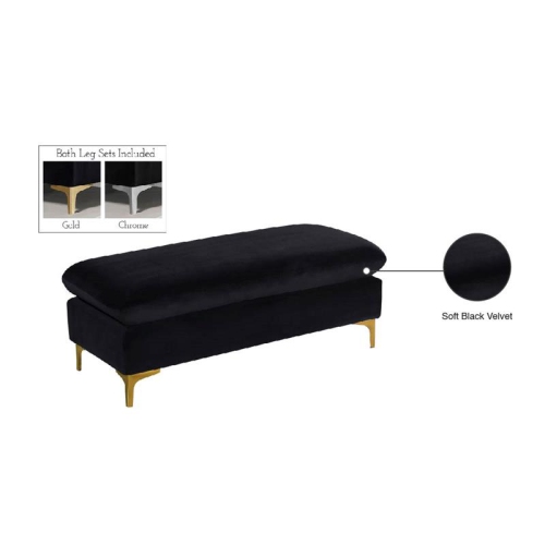 Meridian Furniture Naomi Black Velvet Ottoman