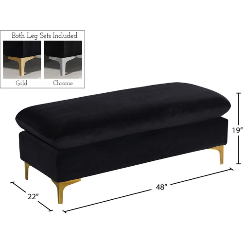 Meridian Furniture Naomi Black Velvet Ottoman