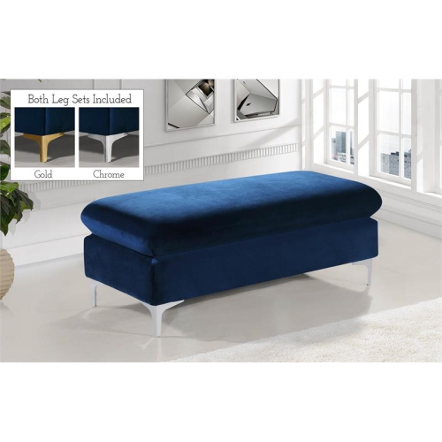 Meridian Furniture Naomi Navy Velvet Ottoman