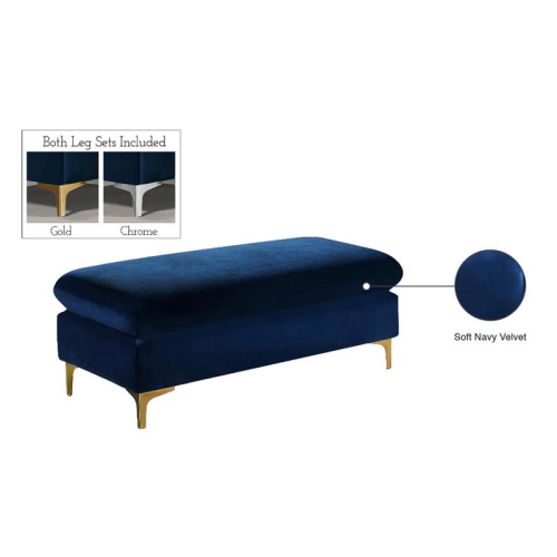 Meridian Furniture Naomi Navy Velvet Ottoman