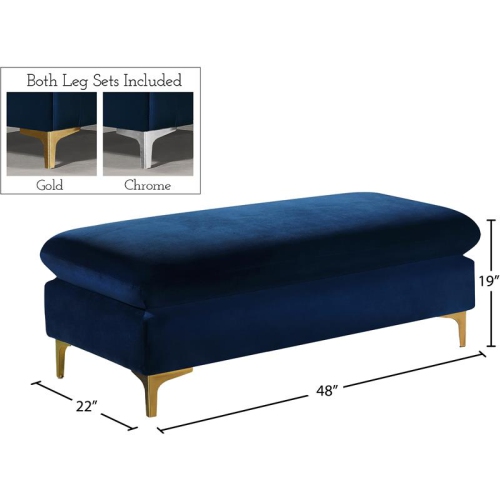Meridian Furniture Naomi Navy Velvet Ottoman