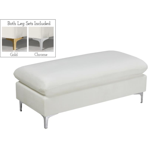 Meridian Furniture Naomi Cream Velvet Ottoman