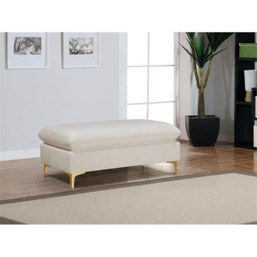 Meridian Furniture Naomi Cream Velvet Ottoman