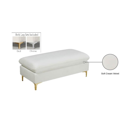 Meridian Furniture Naomi Cream Velvet Ottoman