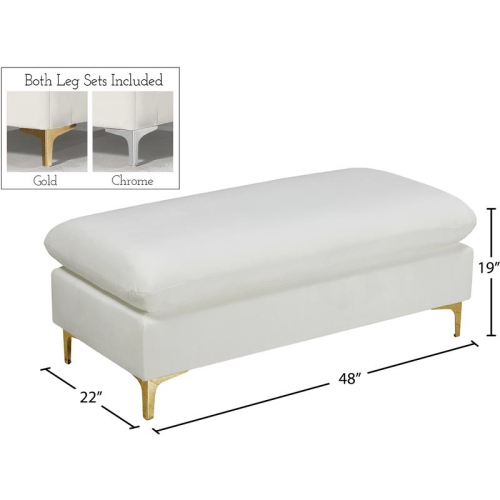 Meridian Furniture Naomi Cream Velvet Ottoman