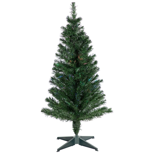 Pre-Lit Medium Multi-Color Fiber Optic Pine Christmas Tree - 4'