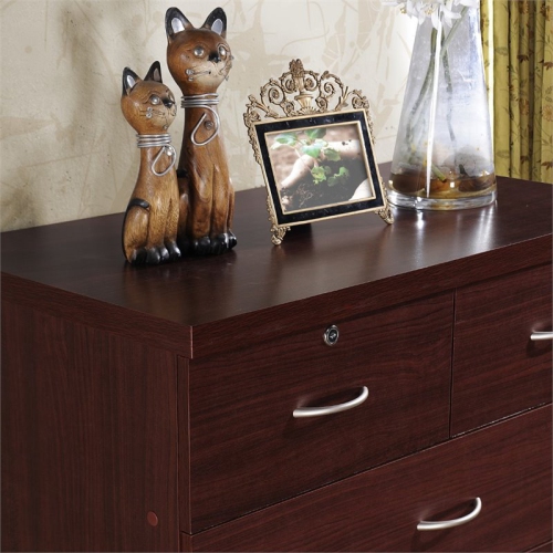 Pemberly Row Tall 7 Drawer Chest with 2 Locking Drawers in Mahogany