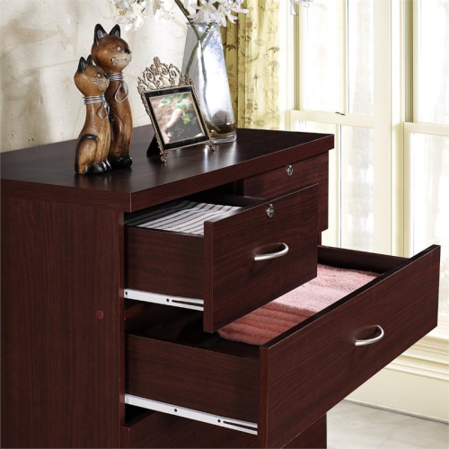 Pemberly Row Tall 7 Drawer Chest with 2 Locking Drawers in Mahogany