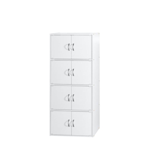 PEMBERLY ROW  4 Shelf 8 Door Versatil Wooden Bookcase Cabinet In Finish In White