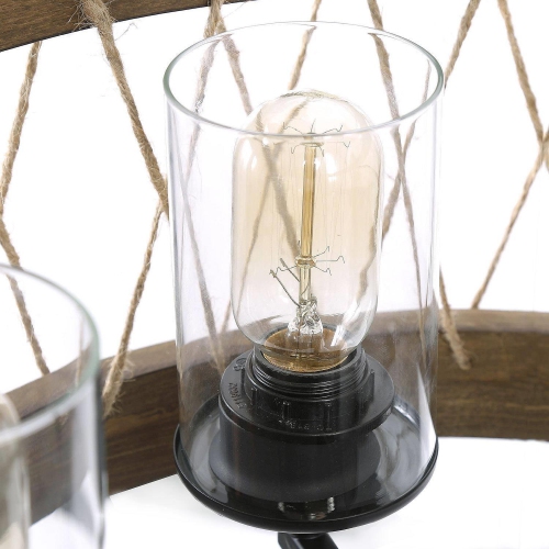 Farmhouse 5-Light Wood Drum Chandelier