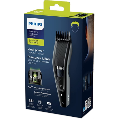 Philips Hair Clipper Series 7000 | Washable Hair Clipper – Ideal Power - Poweradapt Sensor- Turbo mode- HC7650/14 - Black