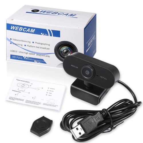 1080P FHD Webcam with Microphone & Privacy Cover for Conferencing, Video Calling