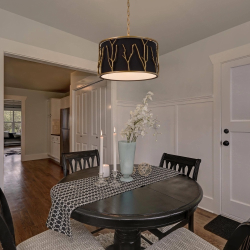 Modern 4-Light Gold Drum Shaded Chandelier