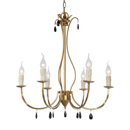 Modern 6-Light Gold Candle Style Chandelier