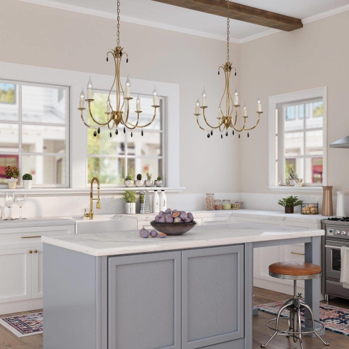 Modern 6-Light Gold Candle Style Chandelier