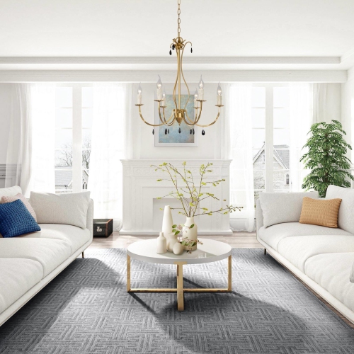 Modern 6-Light Gold Candle Style Chandelier