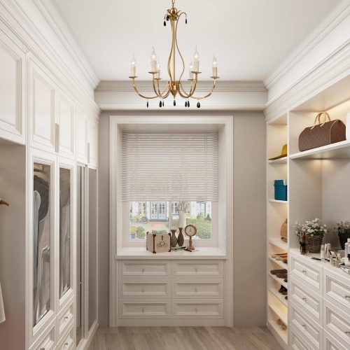 Modern 6-Light Gold Candle Style Chandelier