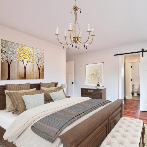 Modern 6-Light Gold Candle Style Chandelier