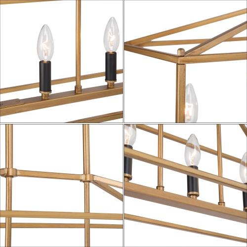 Modern Gold 5-Light Lantern Linear Chandelier Island Pendant