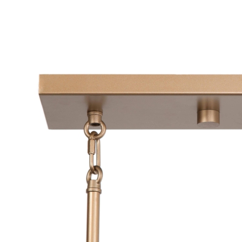 Modern Gold 6-Light Linear Island Chandelier with Seeded Glass shade