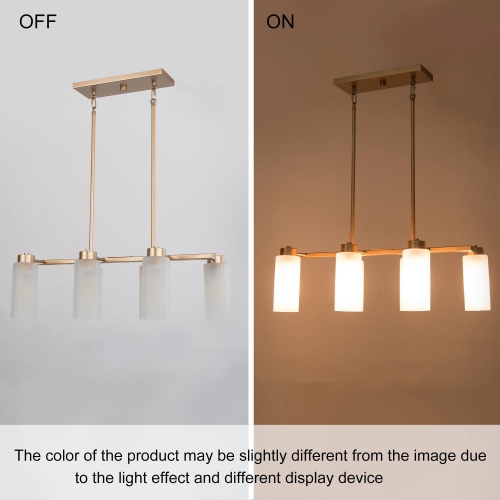 Modern Gold 6-Light Linear Island Chandelier with Seeded Glass shade