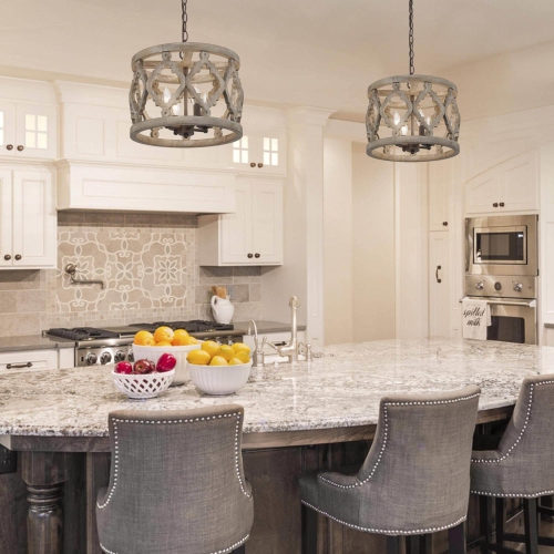 Modern Farmhouse 4-Light Wood Drum Chandelier