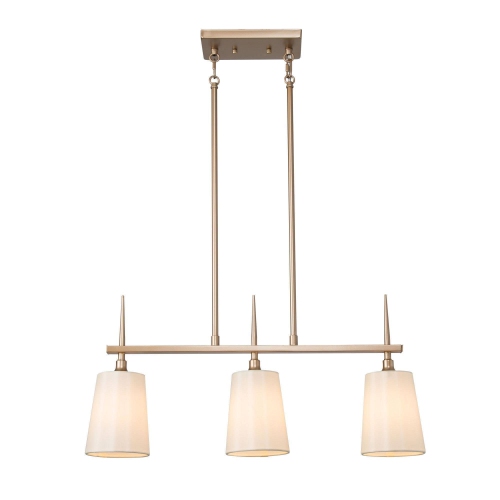 Modern Gold 3-Light Linear Island Chandelier with Fabric Shade