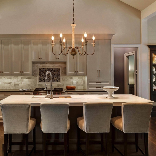 6-Light Farmhouse Wood Classic Candle French Country Chandelier